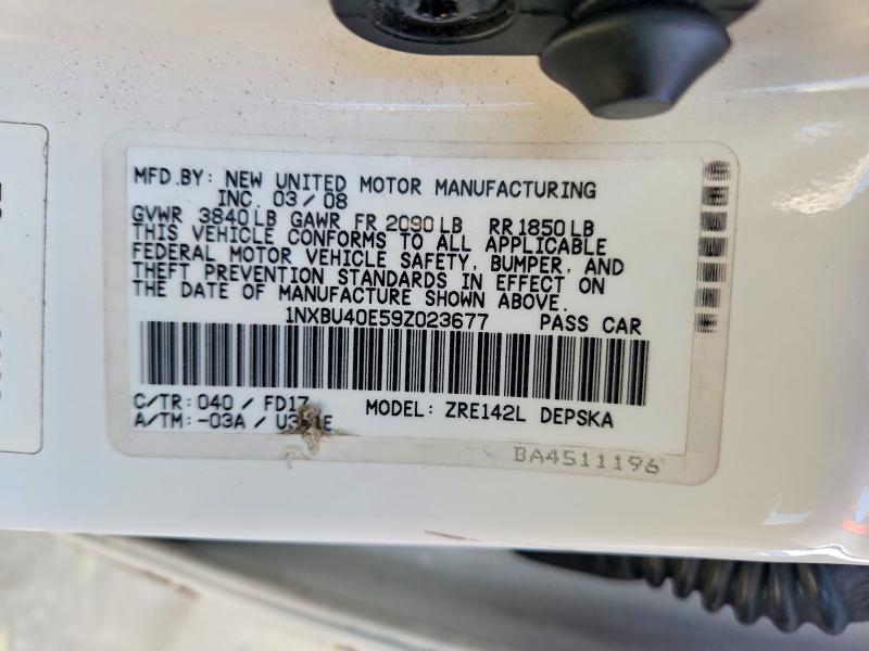Продаж на аукціоні авто 2009 Toyota Corolla, vin: 1NXBU40E59Z023677, номер лоту: 67914606