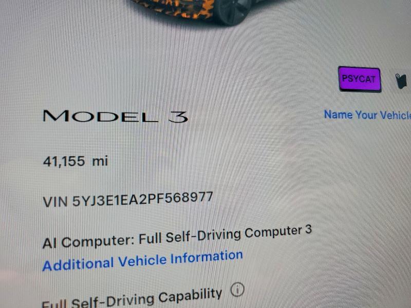 2023 Tesla Model 3 მანქანა იყიდება აუქციონზე, vin: 5YJ3E1EA2PF568977, აუქციონის ნომერი: 69759456