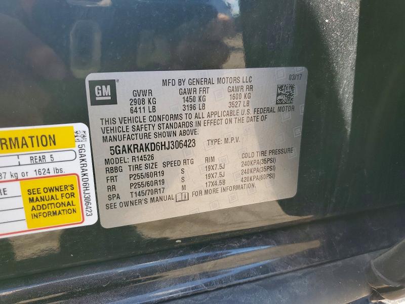 Продаж на аукціоні авто 2017 Buick Enclave, vin: 5GAKRAKD6HJ306423, номер лоту: 69876836