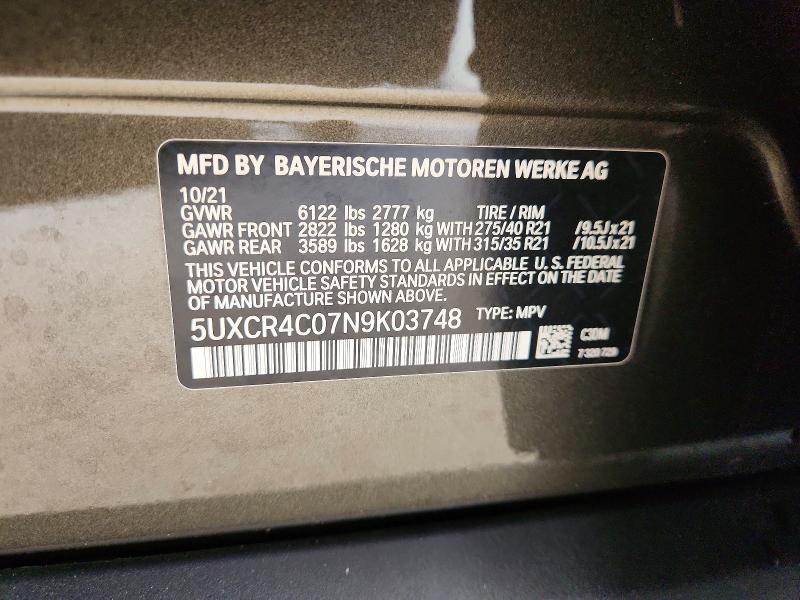 Aukcja sprzedaży 2022 Bmw X5, vin: 5UXCR4C07N9K03748, numer aukcji: 65966026