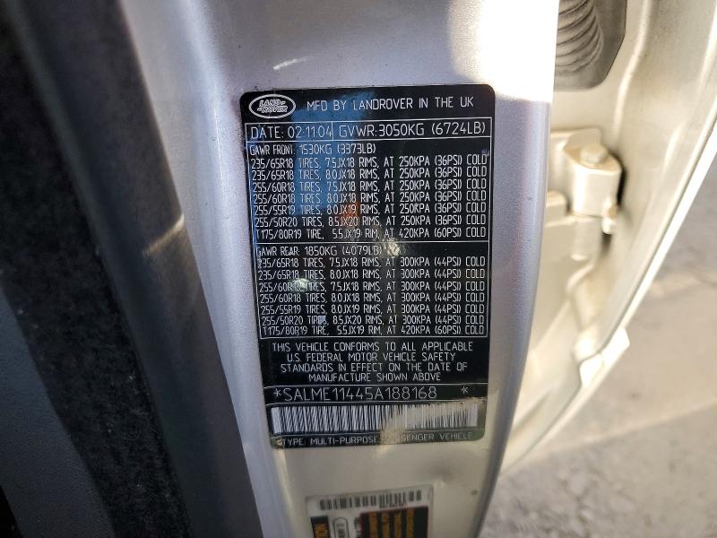 Aukcja sprzedaży 2005 Land Rover Range Rover, vin: SALME11445A188168, numer aukcji: 70152956