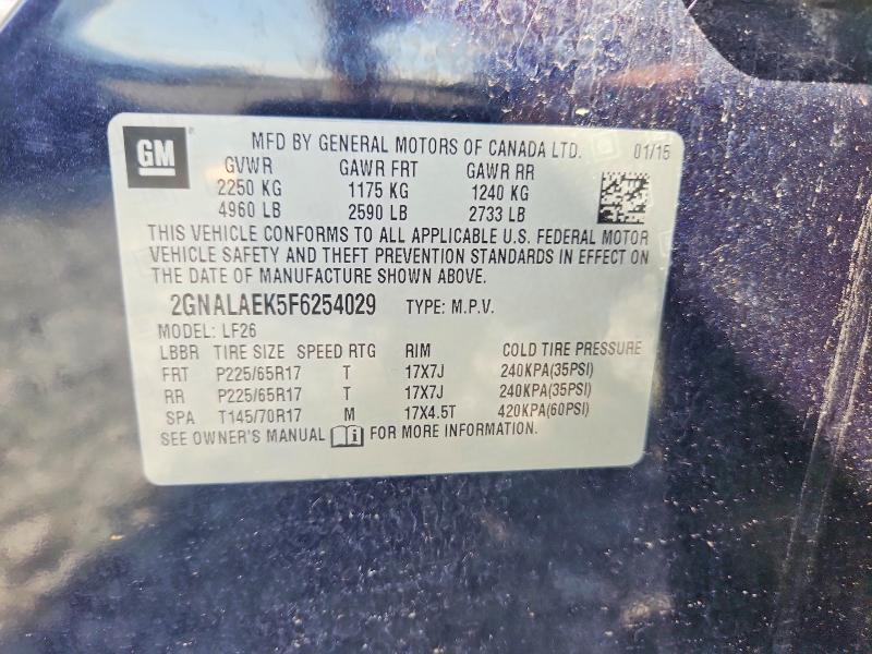68971226 :رقم المزاد ، 2GNALAEK5F6254029 vin ، 2015 Chevrolet Equinox مزاد بيع