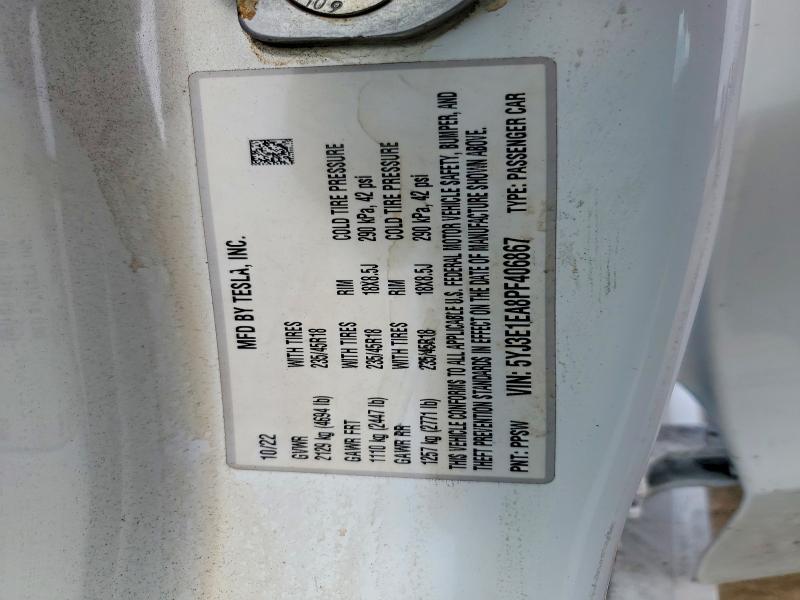Aukcja sprzedaży 2023 Tesla Model 3, vin: 5YJ3E1EA8PF406867, numer aukcji: 68034756