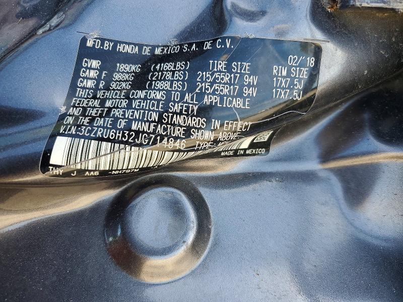 69065036 :رقم المزاد ، 3CZRU6H32JG714846 vin ، 2018 Honda Hr-v مزاد بيع