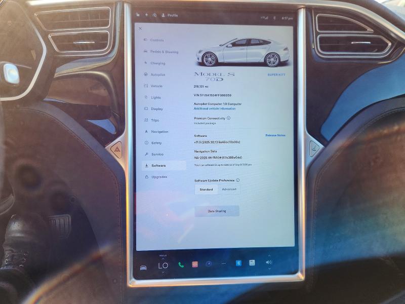68755116 :رقم المزاد ، 5YJSA1S24FF086059 vin ، 2015 Tesla Model S مزاد بيع