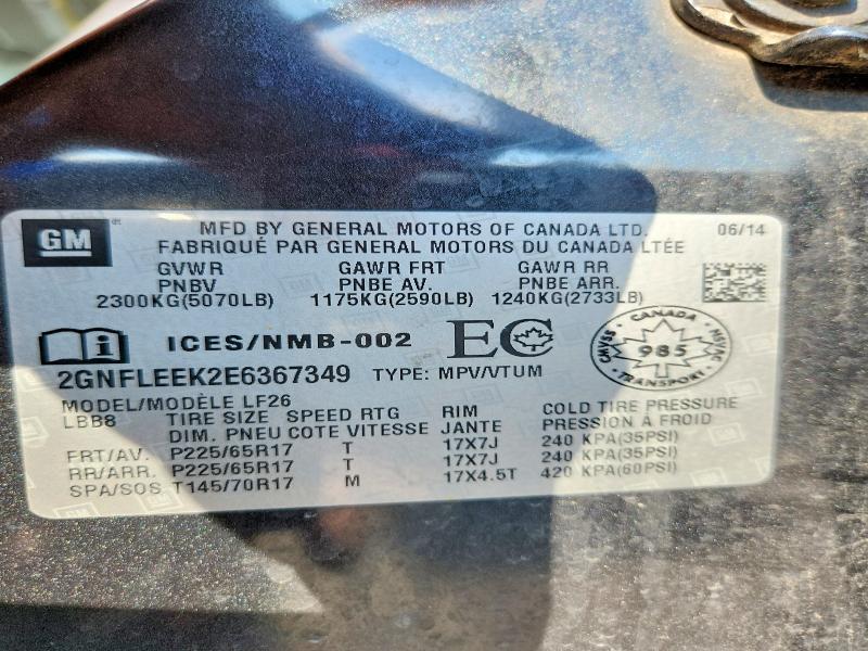 Продаж на аукціоні авто 2014 Chevrolet Equinox, vin: 2GNFLEEK2E6367349, номер лоту: 70465416