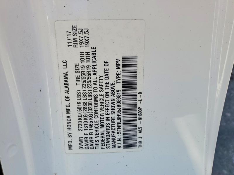 Aukcja sprzedaży 2018 Honda Odyssey, vin: 5FNRL6H95JB059519, numer aukcji: 70833546