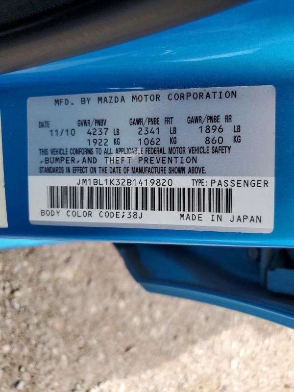 Aukcja sprzedaży 2011 Mazda Speed, vin: JM1BL1K32B1419820, numer aukcji: 67814156