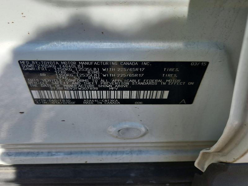 70729626 :رقم المزاد ، 2T3BFREV2FW307898 vin ، 2015 Toyota Rav4 مزاد بيع