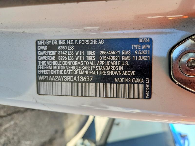 67728726 :رقم المزاد ، WP1AA2AY3RDA13637 vin ، 2024 Porsche Cayenne مزاد بيع