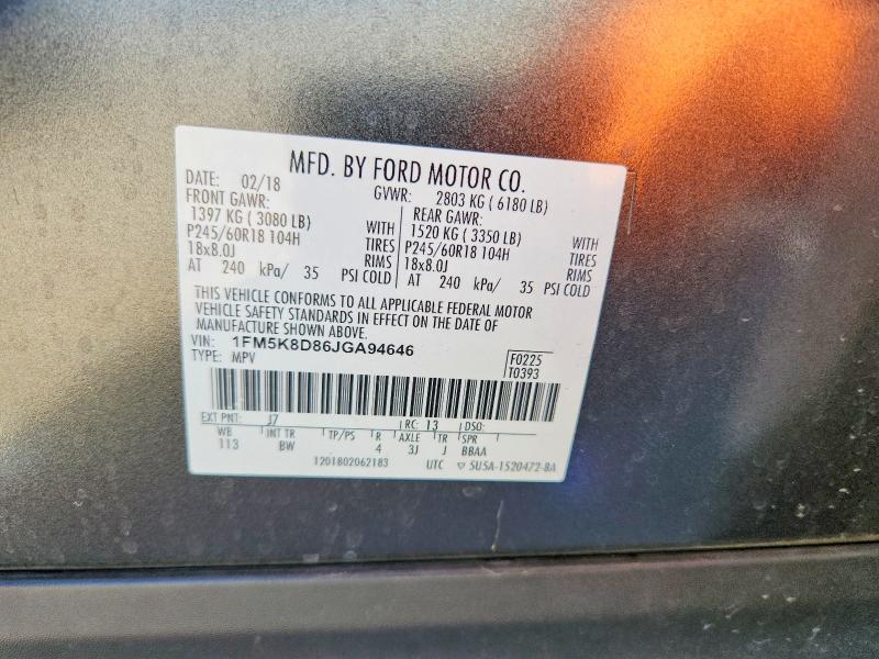Продажа на аукционе авто 2018 Ford Explorer, vin: 1FM5K8D86JGA94646, номер лота: 68610376