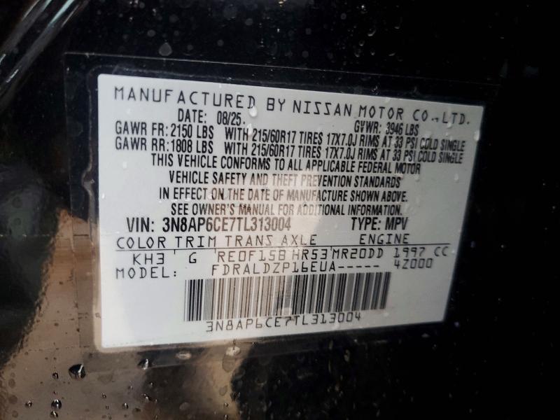 2026 Nissan Kicks მანქანა იყიდება აუქციონზე, vin: 3N8AP6CE7TL313004, აუქციონის ნომერი: 68597836