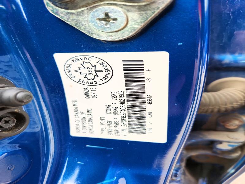 Продажа на аукционе авто 2015 Honda Civic, vin: 2HGFB2F40FH021902, номер лота: 66969896
