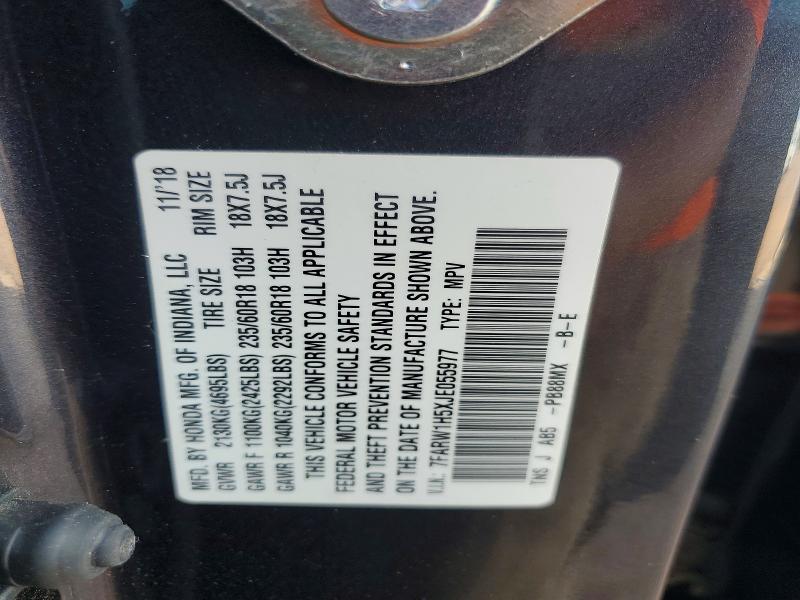 70141846 :رقم المزاد ، 7FARW1H5XJE055977 vin ، 2018 Honda Cr-v مزاد بيع