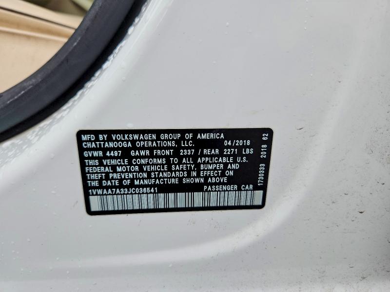 Продаж на аукціоні авто 2018 Volkswagen Passat, vin: 1VWAA7A33JC036541, номер лоту: 68867016