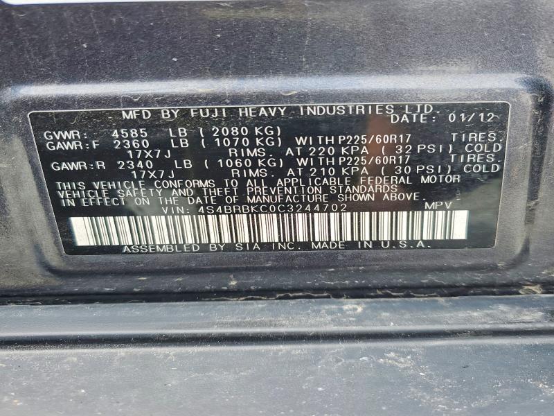 Aukcja sprzedaży 2012 Subaru Outback, vin: 4S4BRBKC0C3244702, numer aukcji: 67400256
