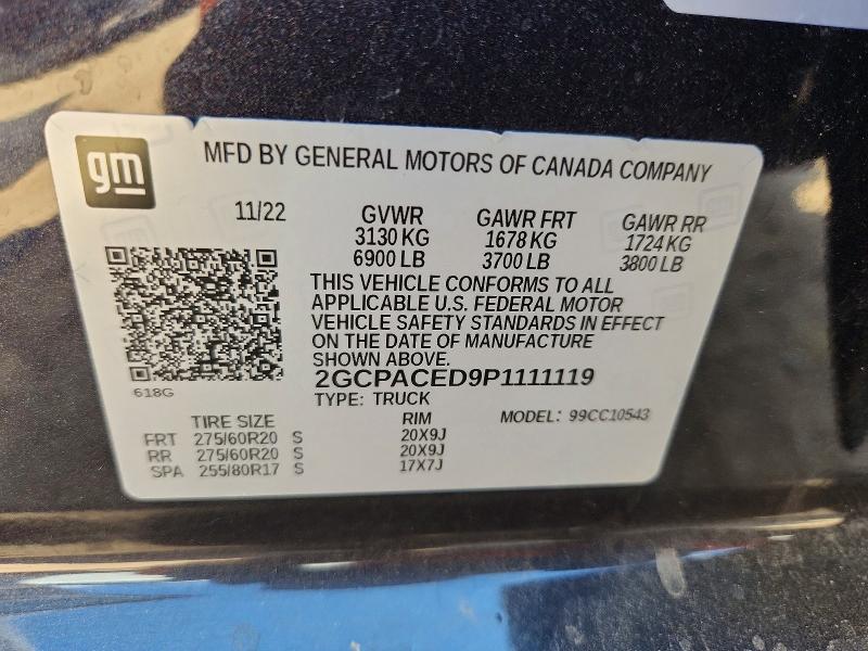 71104266 :رقم المزاد ، 2GCPACED9P1111119 vin ، 2023 Chevrolet Silverado مزاد بيع