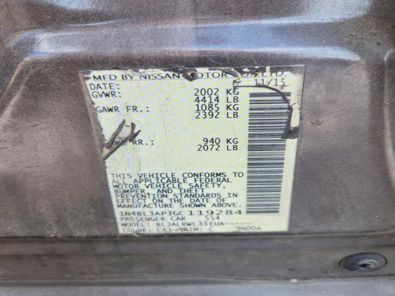 Aukcja sprzedaży 2016 Nissan Altima, vin: 1N4BL3AP3GC119284, numer aukcji: 67213956