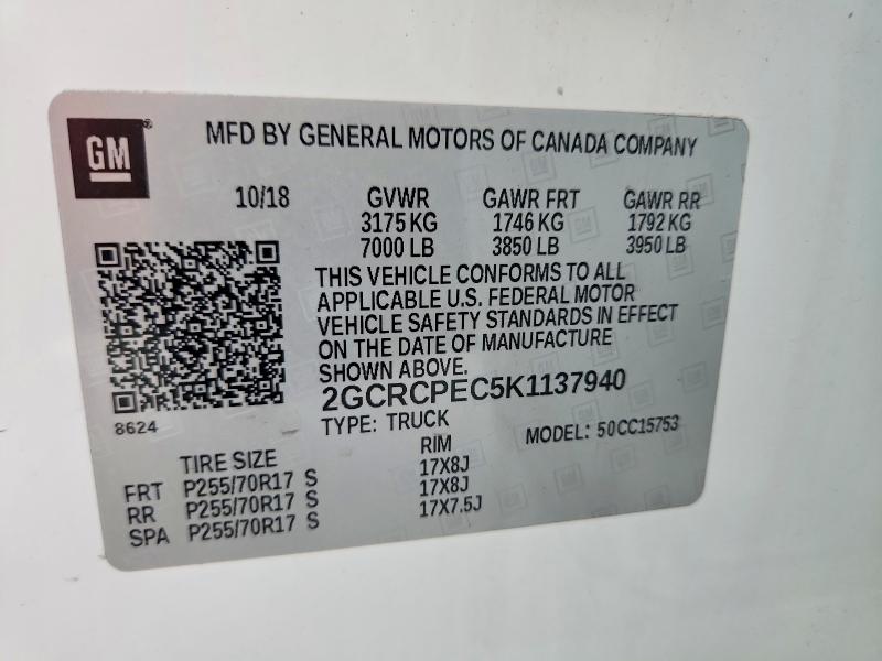 68955056 :رقم المزاد ، 2GCRCPEC5K1137940 vin ، 2019 Chevrolet Silverado Ld مزاد بيع