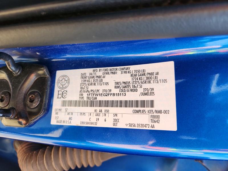 Продаж на аукціоні авто 2015 Ford F150, vin: 1FTFW1EG2FFB15113, номер лоту: 68506396