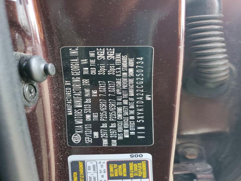 Aukcja sprzedaży 2012 Kia Sorento, vin: 5XYKTDA22CG250734, numer aukcji: 67979386