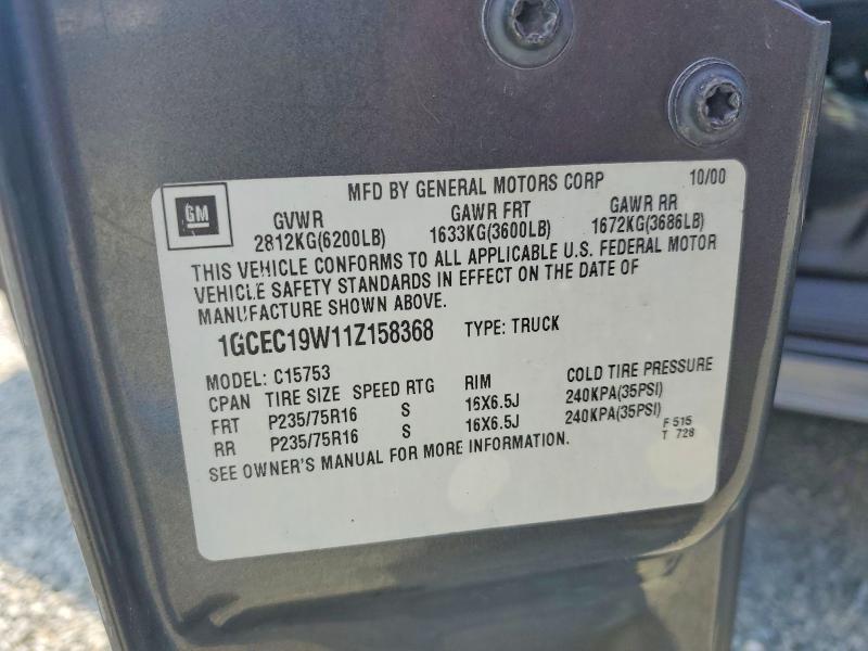 67354566 :رقم المزاد ، 1GCEC19W11Z158368 vin ، 2001 Chevrolet Silverado مزاد بيع