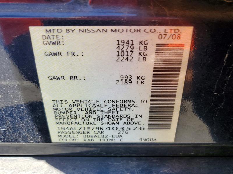 Aukcja sprzedaży 2009 Nissan Altima, vin: 1N4AL21E79N403576, numer aukcji: 67500106