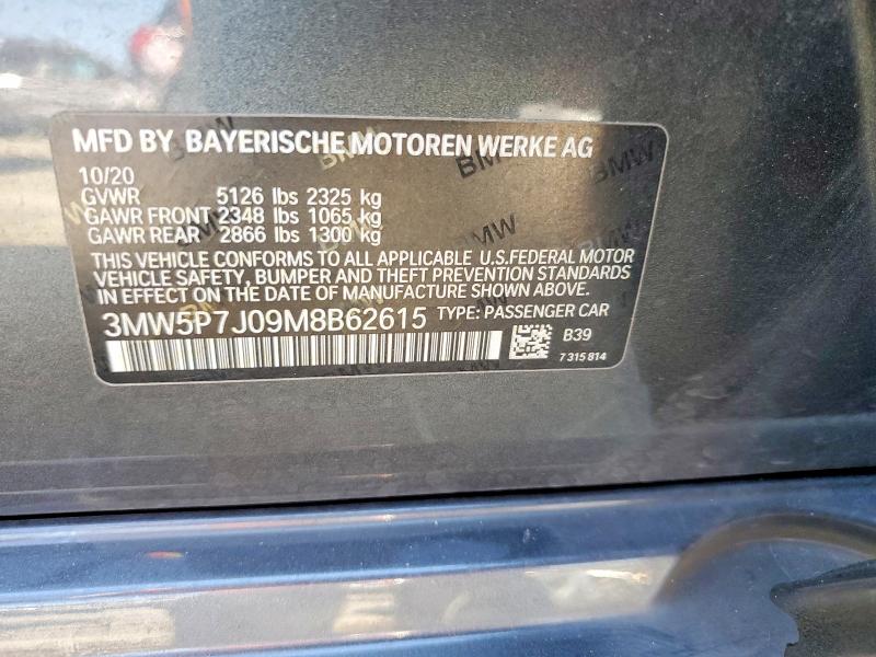 Aukcja sprzedaży 2021 Bmw 330e, vin: 3MW5P7J09M8B62615, numer aukcji: 69960046