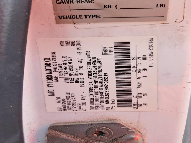 Продаж на аукціоні авто 2019 Ford Transit Connect, vin: NM0LS7E20K1385919, номер лоту: 70335666