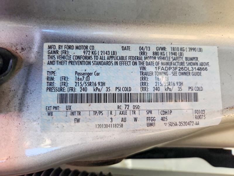 66108376 :رقم المزاد ، 1FADP3F26DL314866 vin ، 2013 Ford Focus مزاد بيع