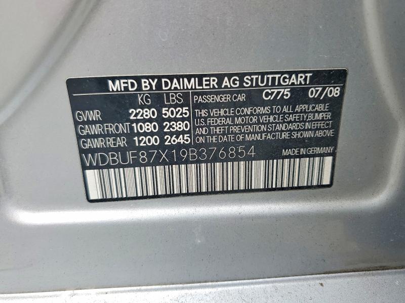 Aukcja sprzedaży 2009 Mercedes-benz E, vin: WDBUF87X19B376854, numer aukcji: 68227396