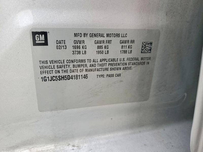 67634626 :رقم المزاد ، 1G1JC5SH5D4181146 vin ، 2013 Chevrolet Sonic مزاد بيع