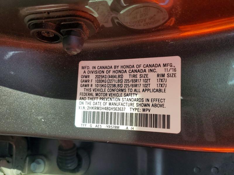 Aukcja sprzedaży 2016 Honda Cr-v, vin: 2HKRM3H48GH563637, numer aukcji: 70549766