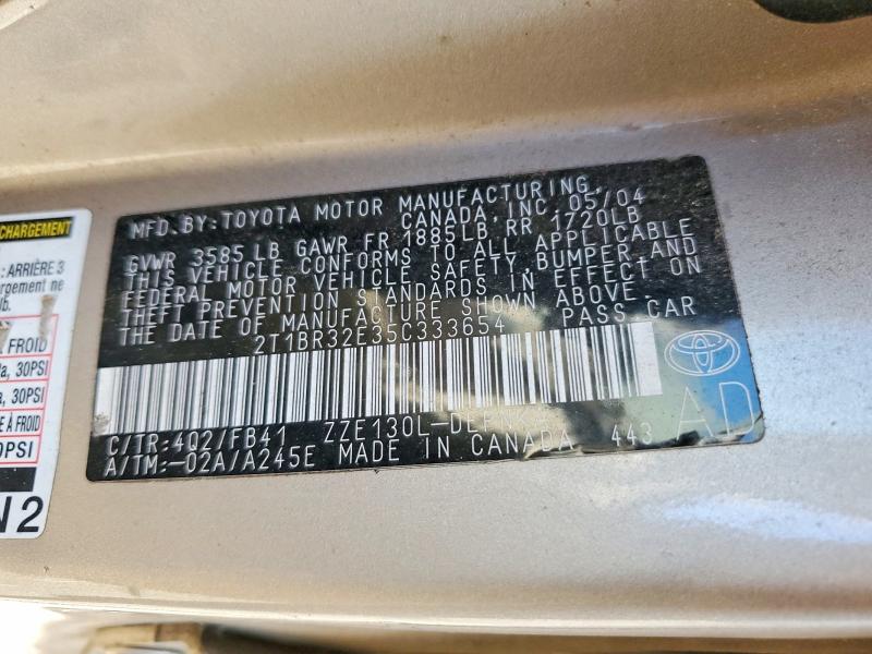 Продаж на аукціоні авто 2005 Toyota Corolla, vin: 2T1BR32E35C333654, номер лоту: 68178156