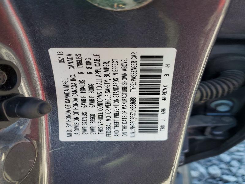 68184586 :رقم المزاد ، 2HGFC2F57JH563688 vin ، 2018 Honda Civic مزاد بيع