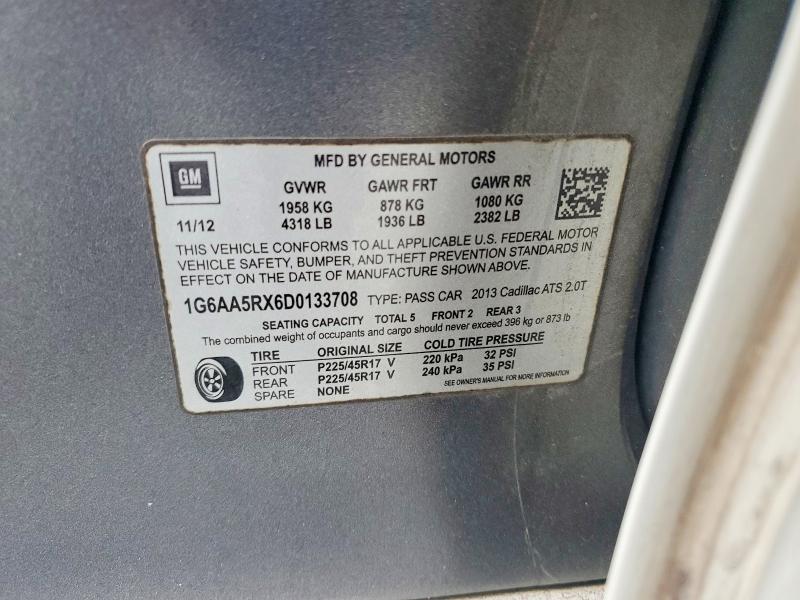 69429496 :رقم المزاد ، 1G6AA5RX6D0133708 vin ، 2013 Cadillac Ats مزاد بيع