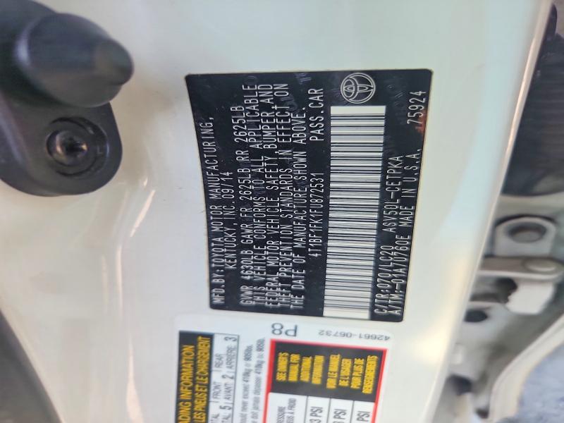 Aukcja sprzedaży 2015 Toyota Camry, vin: 4T1BF1FK1FU872531, numer aukcji: 67478186
