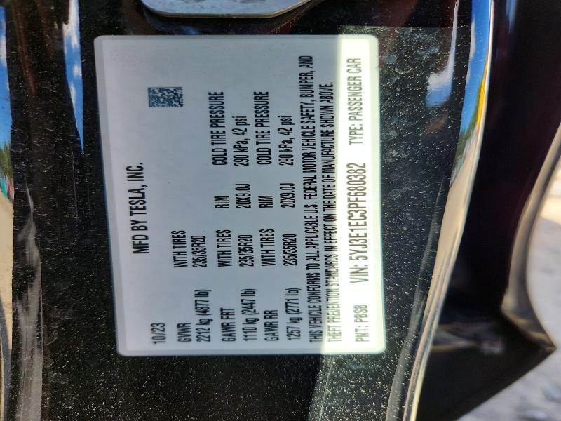 Продажа на аукционе авто 2023 Tesla Model 3, vin: 5YJ3E1EC3PF680382, номер лота: 69728826