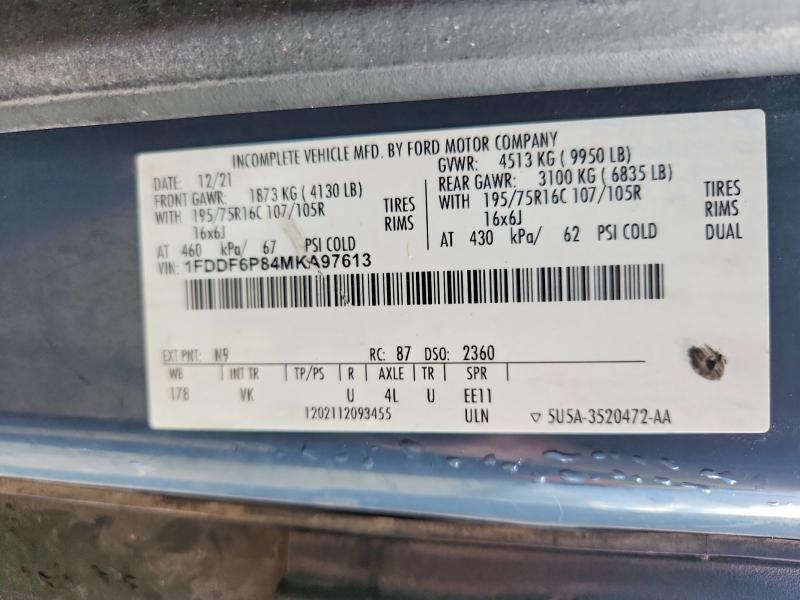 Aukcja sprzedaży 2021 Ford Transit, vin: 1FDDF6P84MKA97613, numer aukcji: 65955856