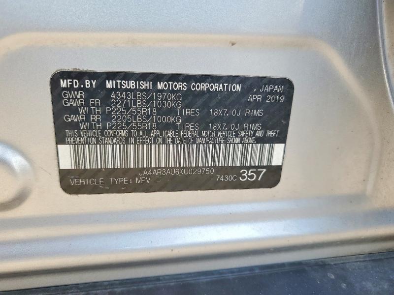 Продажа на аукционе авто 2019 Mitsubishi Outlander Sport, vin: JA4AR3AU6KU029750, номер лота: 68039386