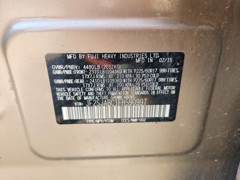 Продаж на аукціоні авто 2015 Subaru Forester, vin: JF2SJABC1FH590997, номер лоту: 67647576