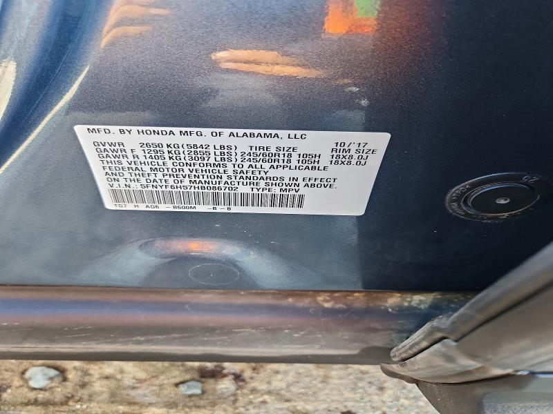 Продажа на аукционе авто 2017 Honda Pilot, vin: 5FNYF6H57HB086702, номер лота: 69915886
