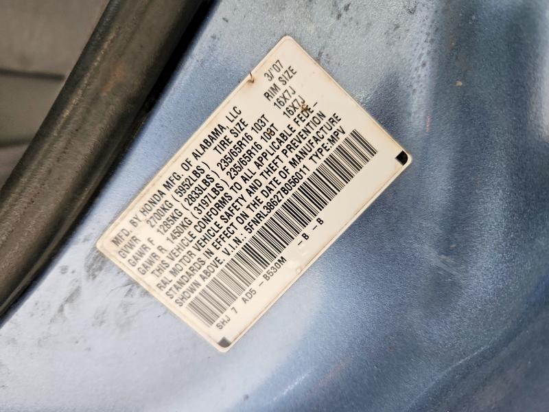 2007 Honda Odyssey მანქანა იყიდება აუქციონზე, vin: 5FNRL38627B056011, აუქციონის ნომერი: 69396276