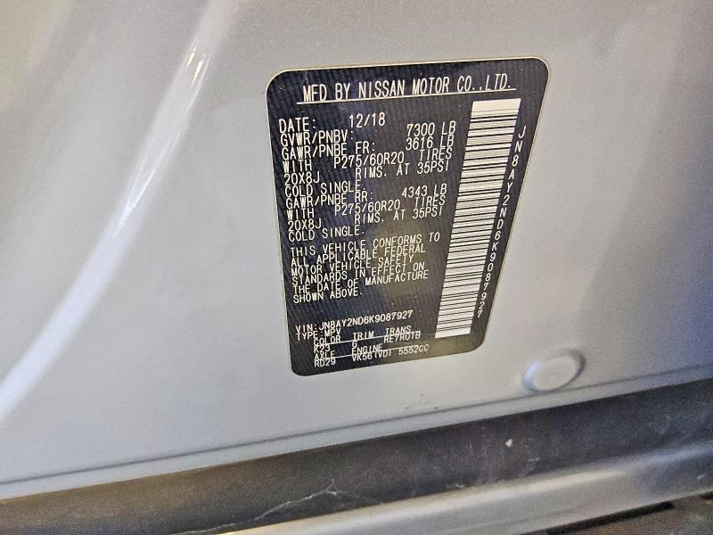 Aukcja sprzedaży 2019 Nissan Armada, vin: JN8AY2ND6K9087927, numer aukcji: 57031986