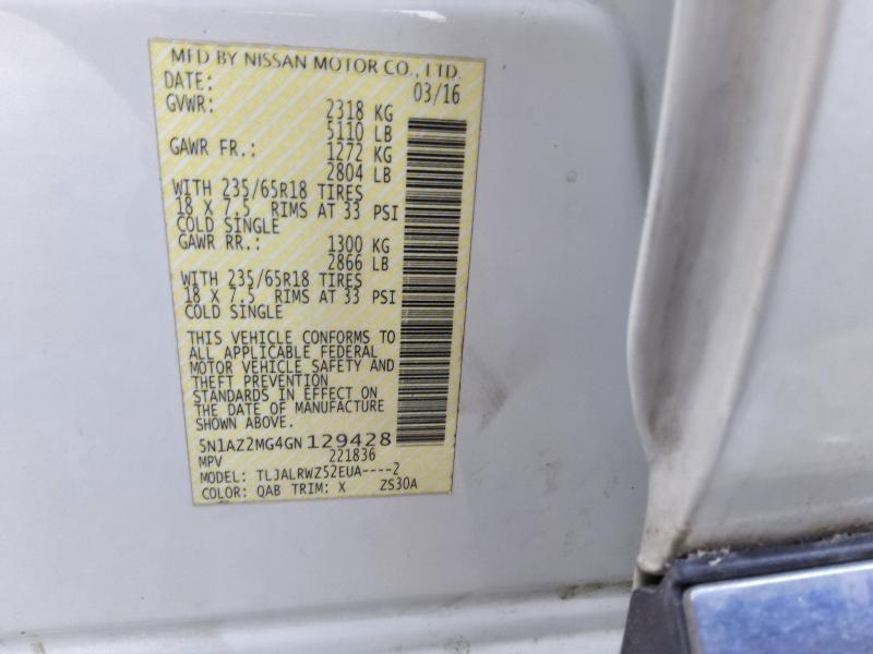 Aukcja sprzedaży 2016 Nissan Murano, vin: 5N1AZ2MG4GN129428, numer aukcji: 67439406