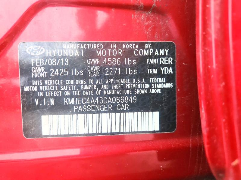Aukcja sprzedaży 2013 Hyundai Sonata, vin: KMHEC4A43DA066849, numer aukcji: 70716526