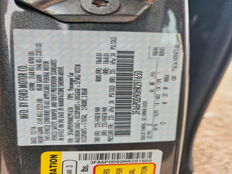 68708276 :رقم المزاد ، 3FA6P0D90HR291650 vin ، 2017 Ford Fusion مزاد بيع