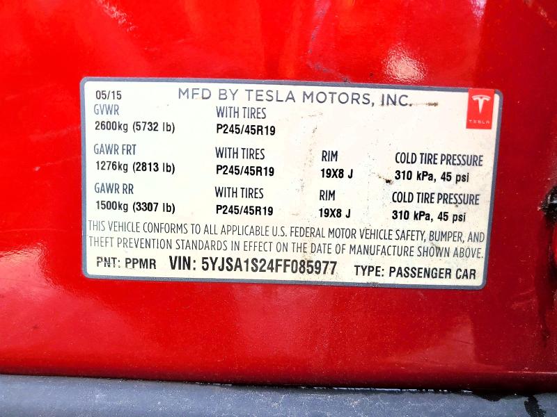 Продаж на аукціоні авто 2015 Tesla Model S, vin: 5YJSA1S24FF085977, номер лоту: 68408866