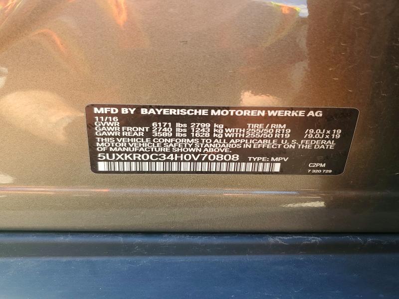 2017 Bmw X5 მანქანა იყიდება აუქციონზე, vin: 5UXKR0C34H0V70808, აუქციონის ნომერი: 68243316