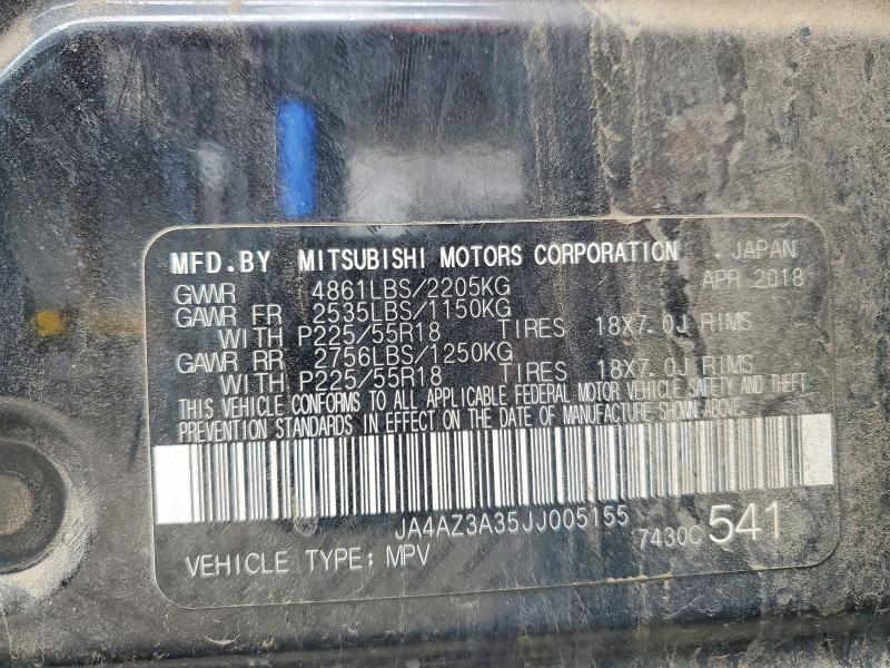 69359236 :رقم المزاد ، JA4AZ3A35JJ005155 vin ، 2018 Mitsubishi Outlander مزاد بيع